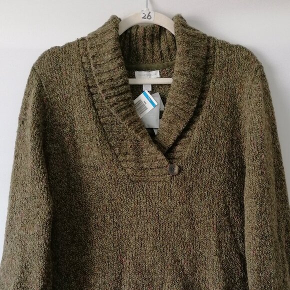 NWT Charter Club Womens Olive Green V-Neck Cozy Pullover Sweater Size X-Large - Picture 2 of 6